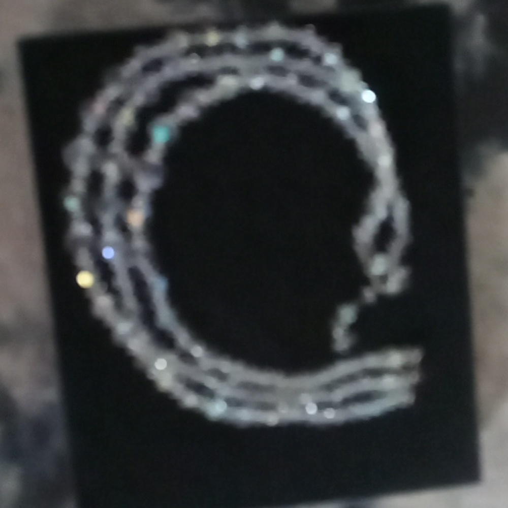 Vintage AB Crystal Necklace Iridescent Austrian Crystals Choker 3Strands XSCHILD